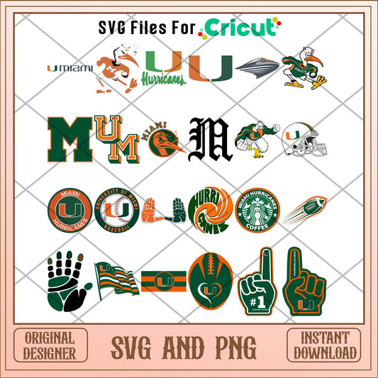 Miami Hurricanes svg, Miami Hurricanes svg bundle, NCAA svg