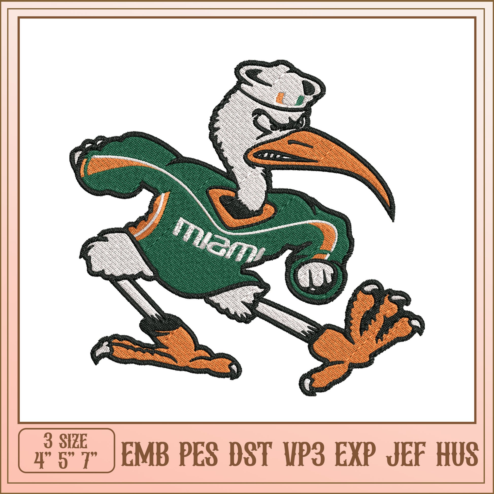 Miami Ibis Embroidery Design