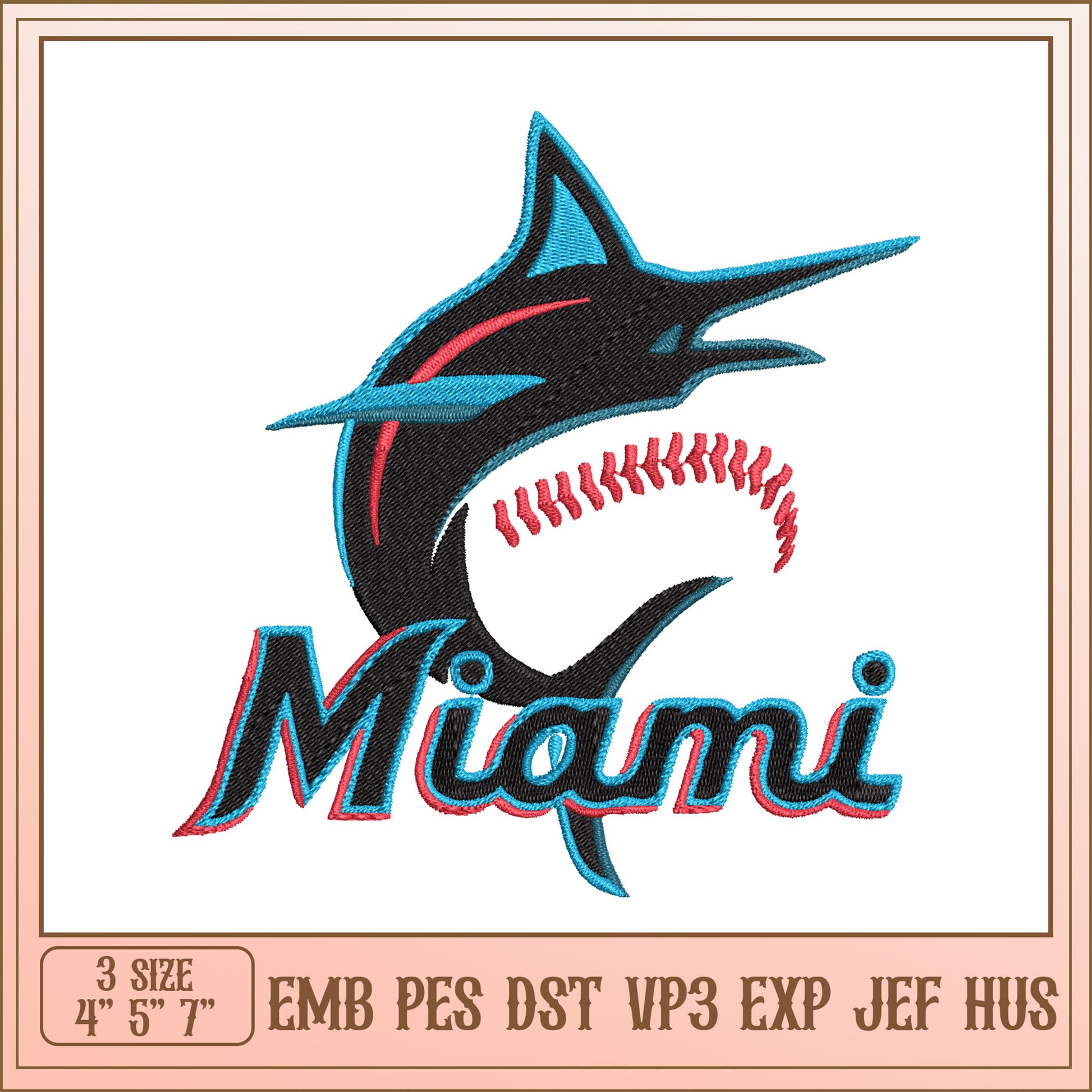 Miami Marlins Embroidery Design