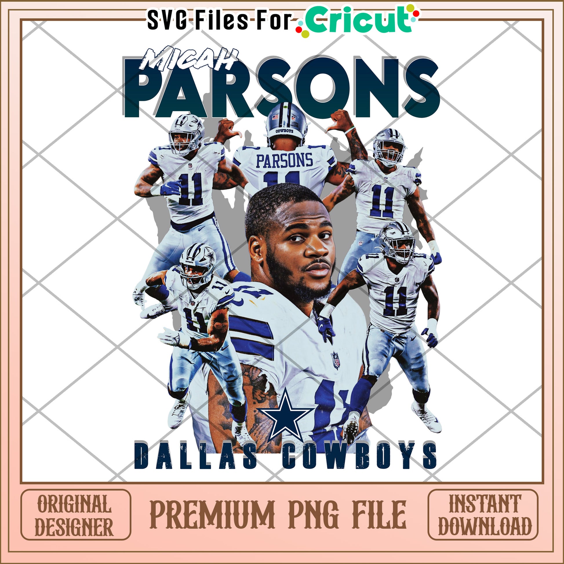 Micah Parsons PNG Design, Premium Dallas Cowboys Graphic File