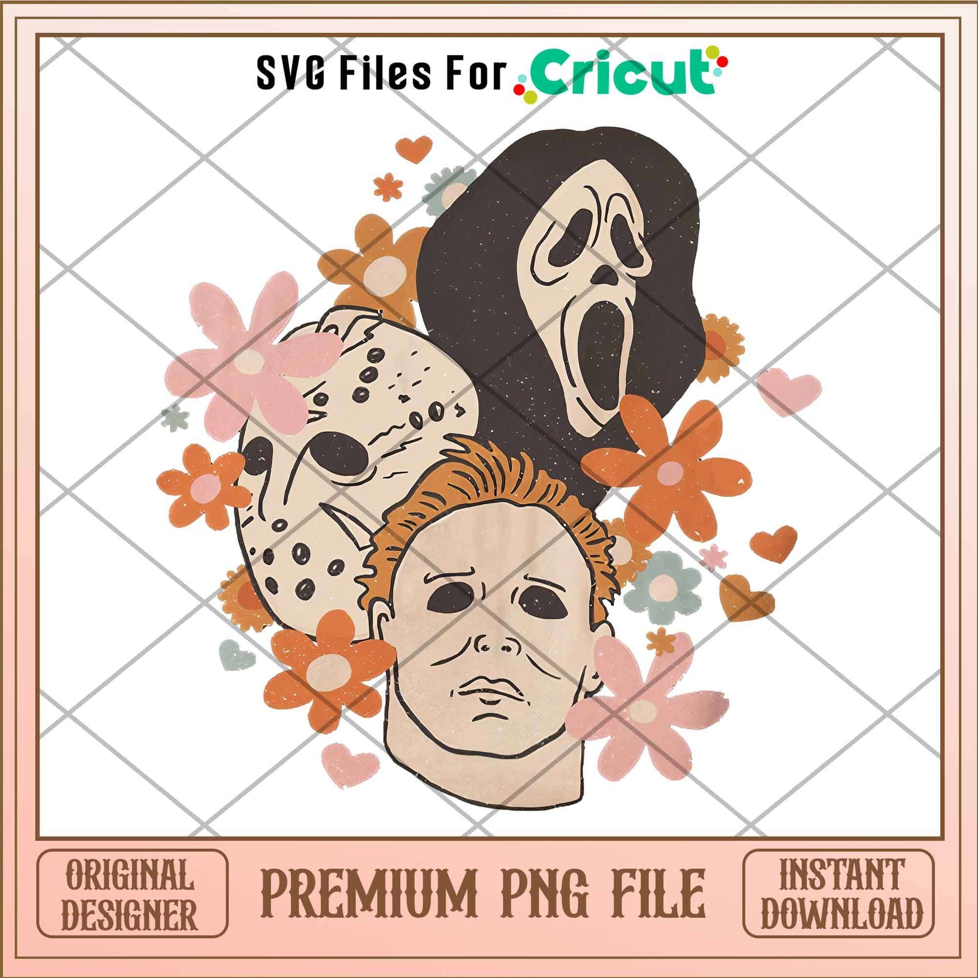 Michael Myers Horror Movie Floral png, Horror Characters png, Digital Download