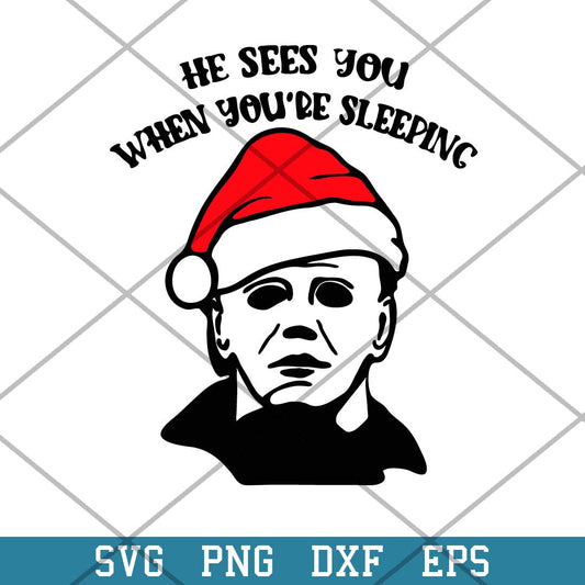 Michael Myers Santa Hat Svg, Halloween Svg-Svgfilesforcricut