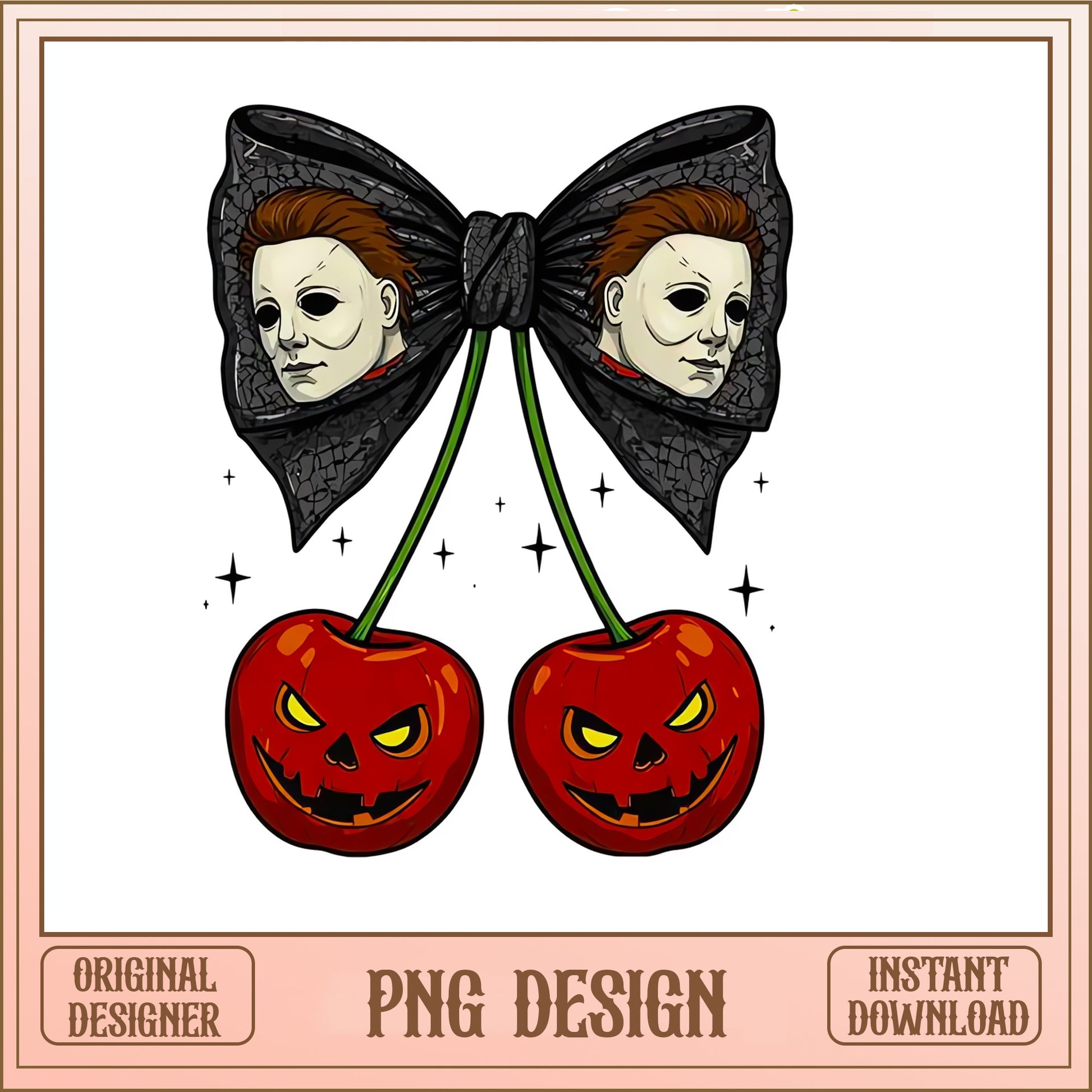 Michael Myers Coquette Bow Cherry PNG, Halloween PNG, Horror PNG