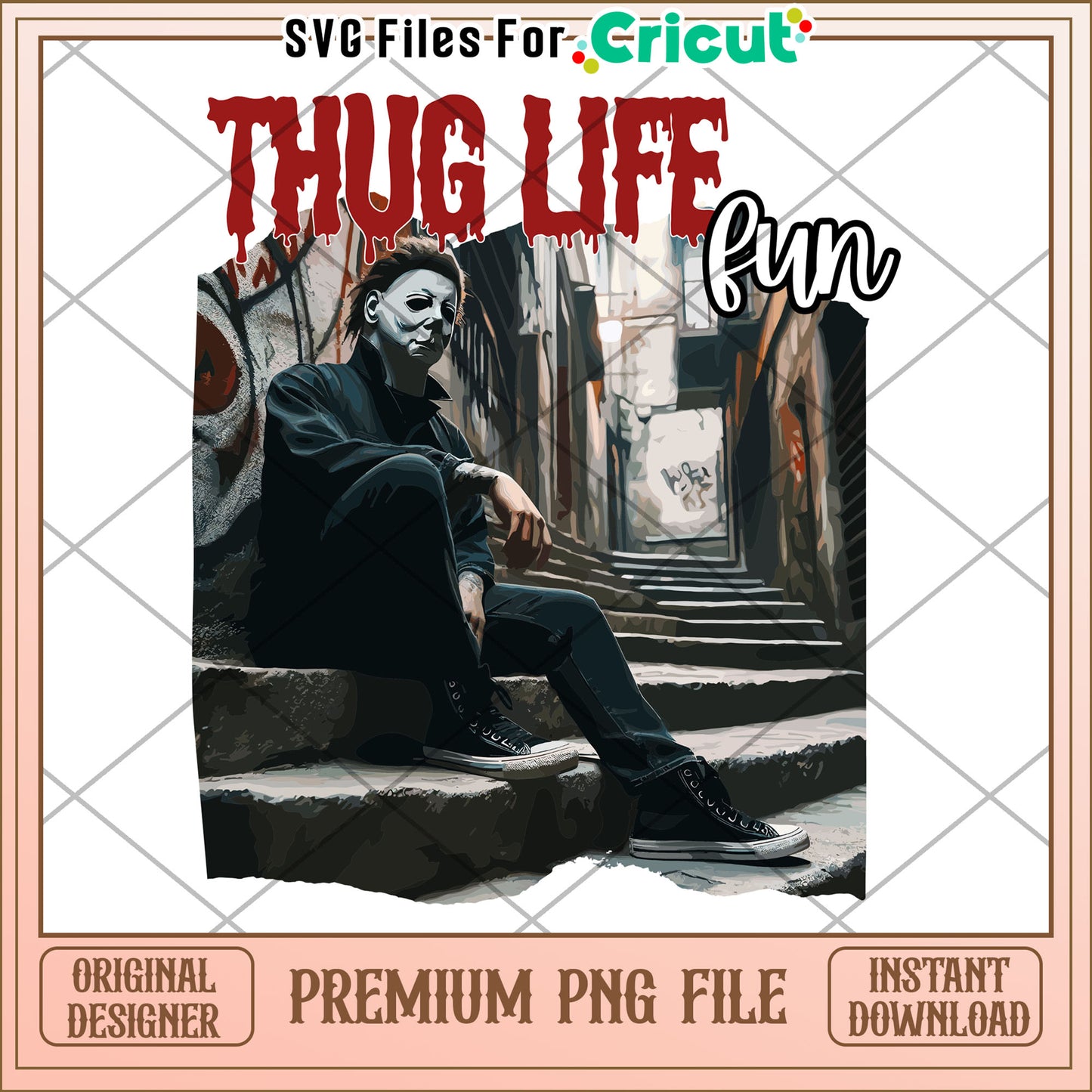 Michael thug life fun png, killers characters png, halloween pumpkin png