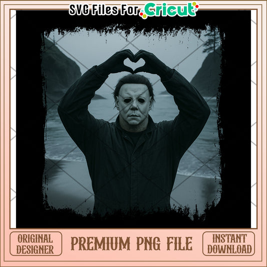 Michal myers making heart png, halloween characters png, halloween season png