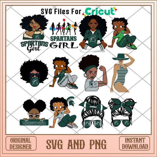 Michigan State Spartans girl svg, Michigan Spartans svg bundle, NCAA svg