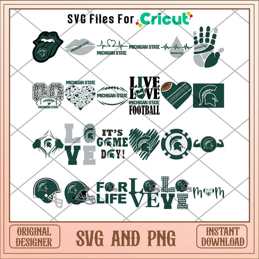 Michigan State Spartans love svg, Michigan Spartans svg bundle, NCAA svg 