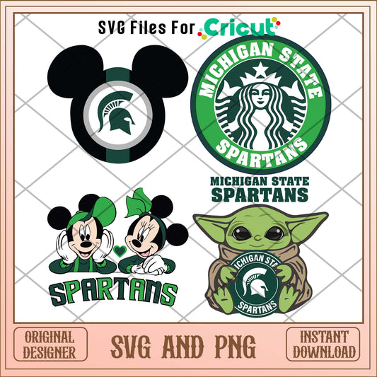Michigan State Spartans Disney svg, Michigan Spartans svg bundle, NCAA svg