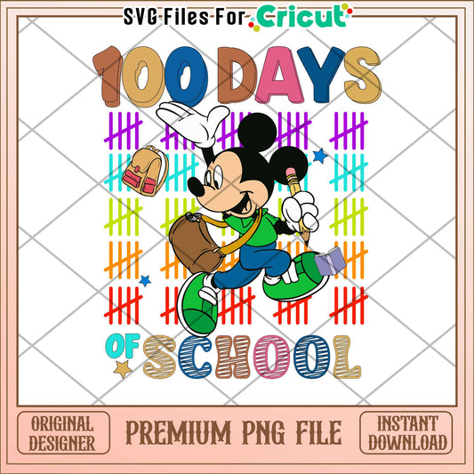 Mickey 100 days of school png, reading books png, school days png