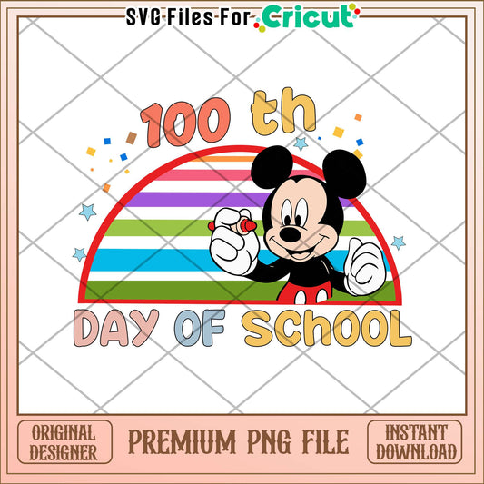 Mickey 100th days of shcool pastel png, school day png