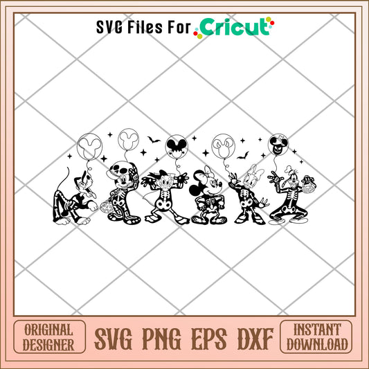 Mickey And Friends Skeleton Dancing  svg, Disney characters svg, Digital Download