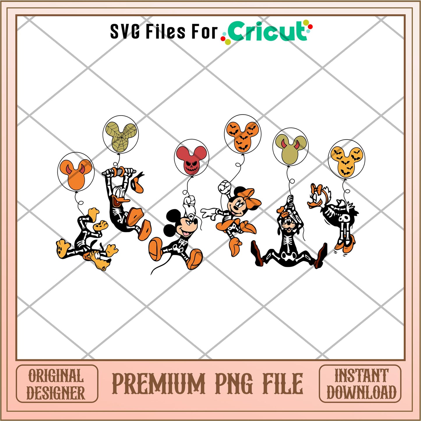 Mickey And Friends Skeleton Halloween png, Disney characters png, Digital Download