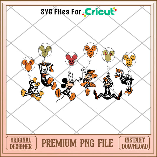 Mickey And Friends Skeleton Halloween png, Disney characters png, Digital Download