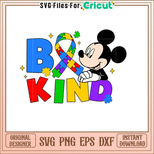 Mickey Autism Awareness Be Kind SVG