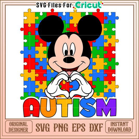 Mickey Autism Puzzle SVG Design