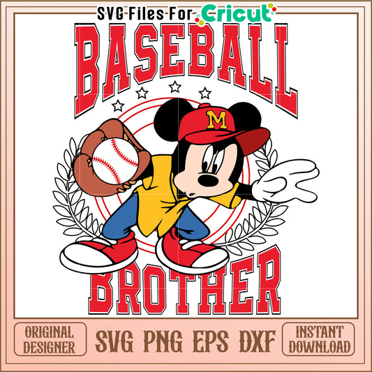 Mickey Baseball Brother SVG Design