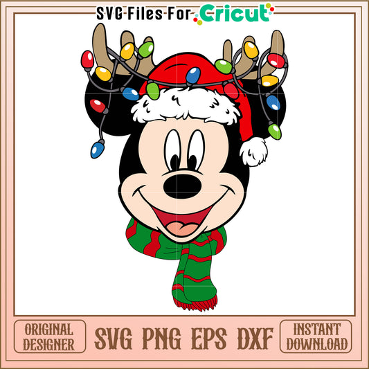 Mickey Christmas Lights SVG PNG DXF
