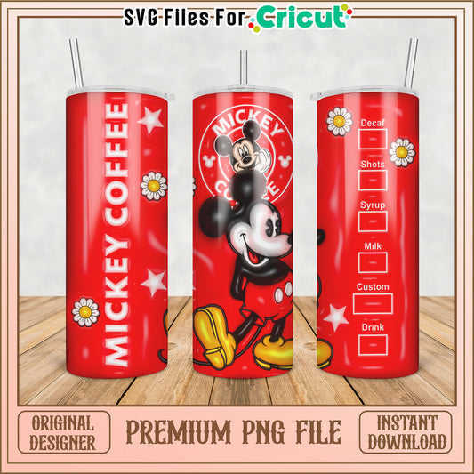 Mickey Coffee Tumbler PNG Design for Cricut Projects Downloadable