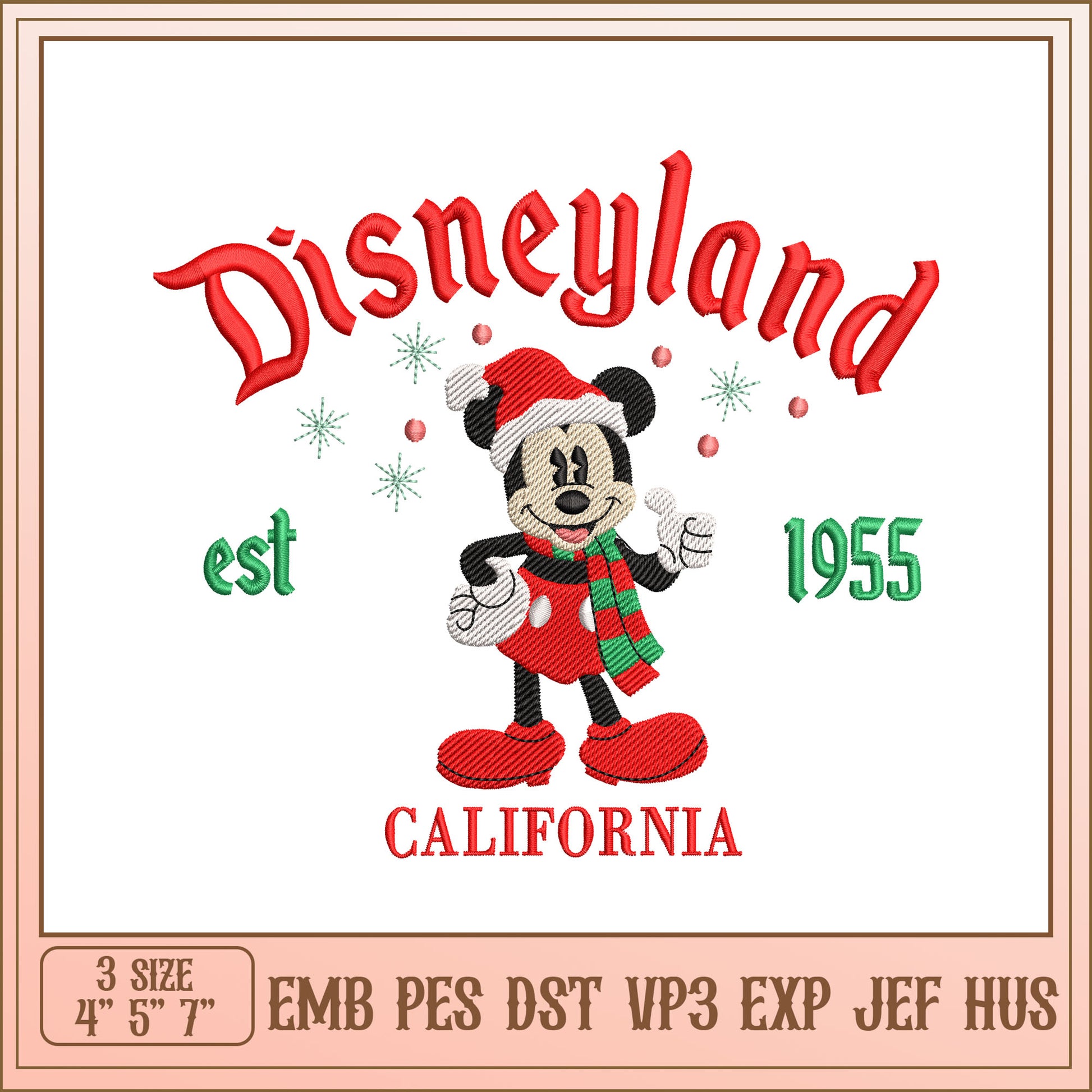 Mickey Disneyland Christmas Embroidery