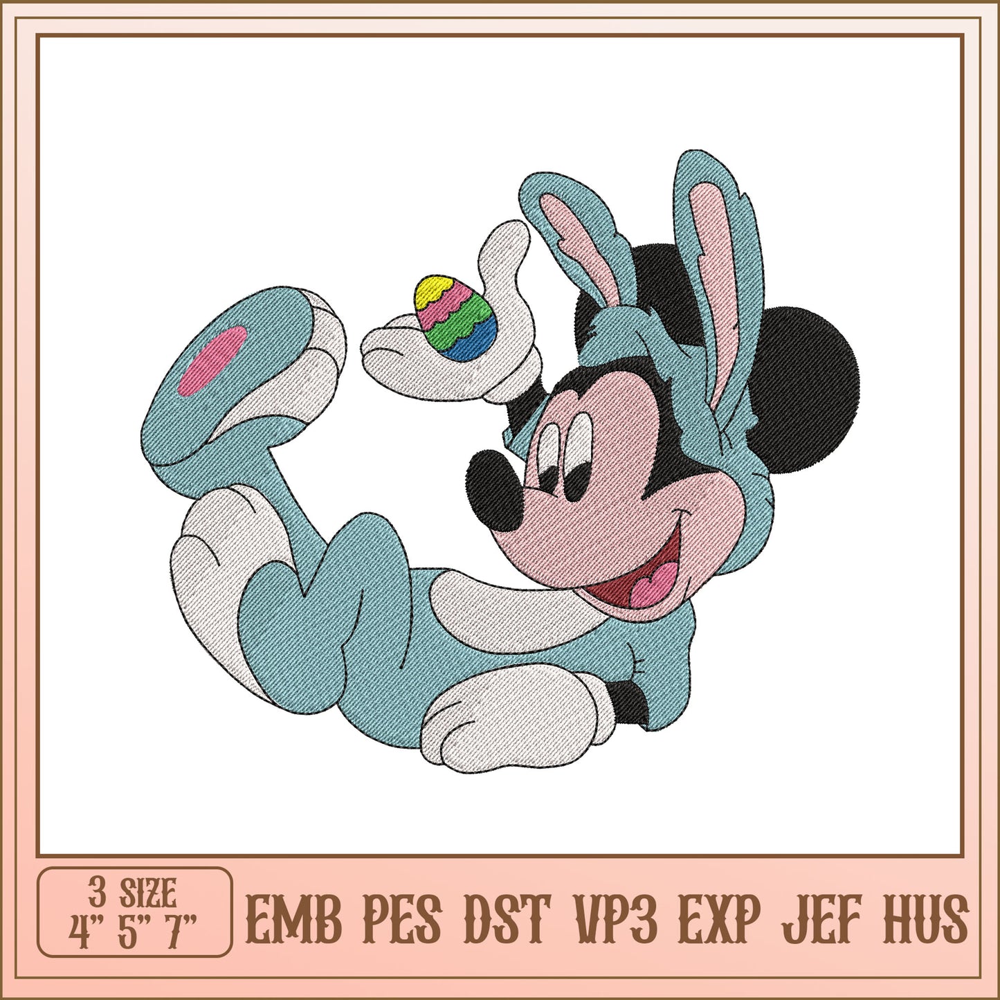 Mickey Easter Bunny Embroidery Design