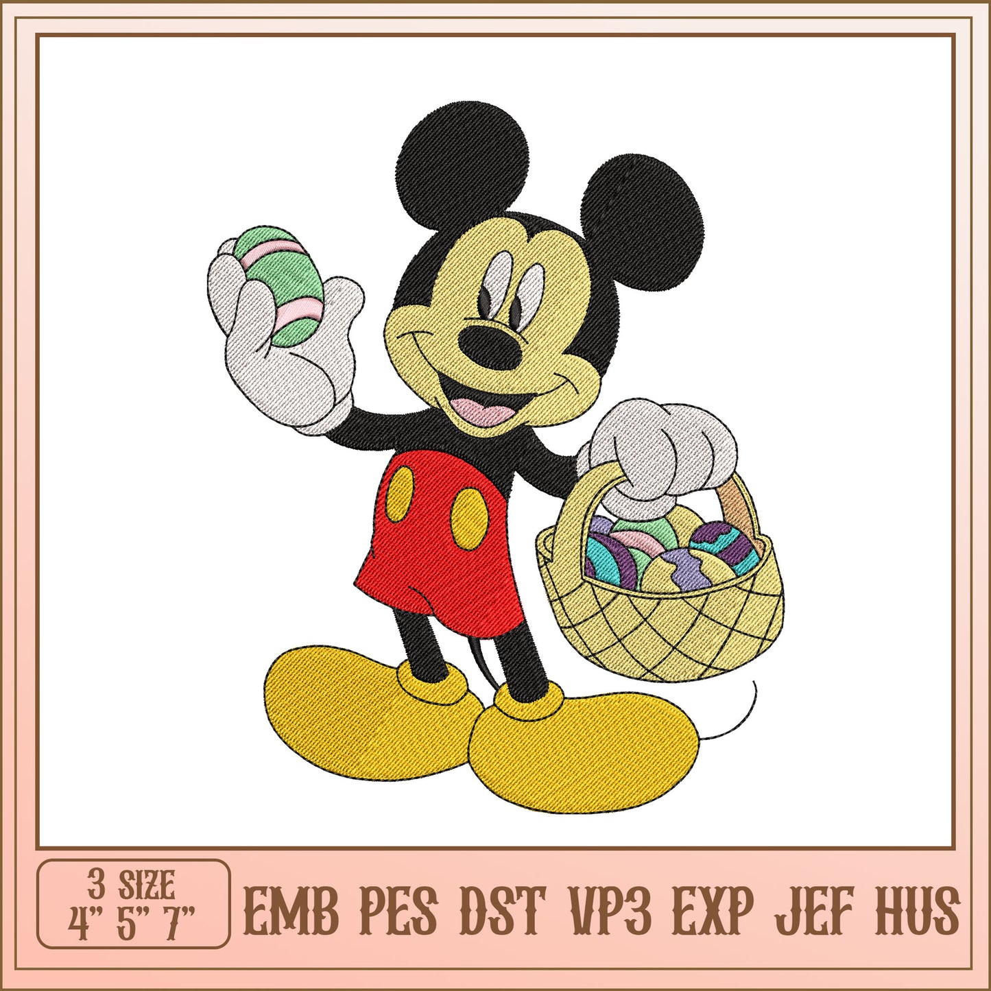 Mickey Easter Eggs Embroidery Design