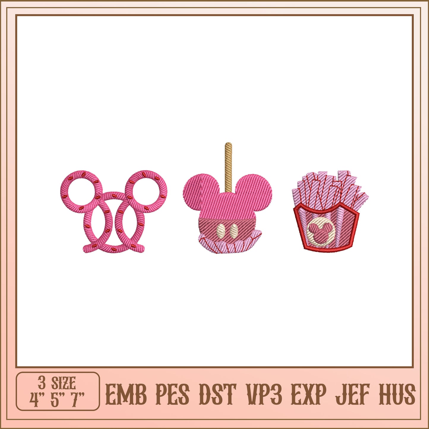 Mickey Food Embroidery Designs