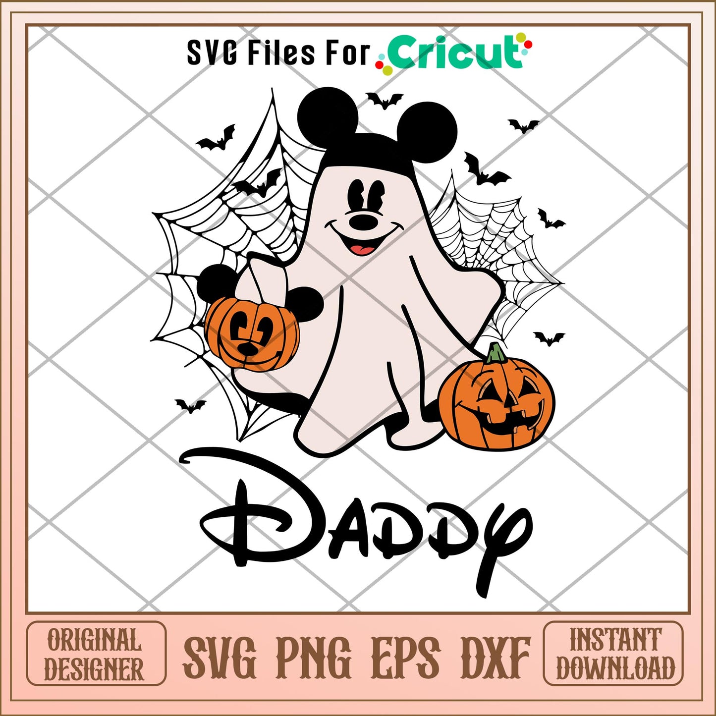 Mickey Ghost Halloween Pumpkin Daddy svg, Disney characters svg, Digital Download