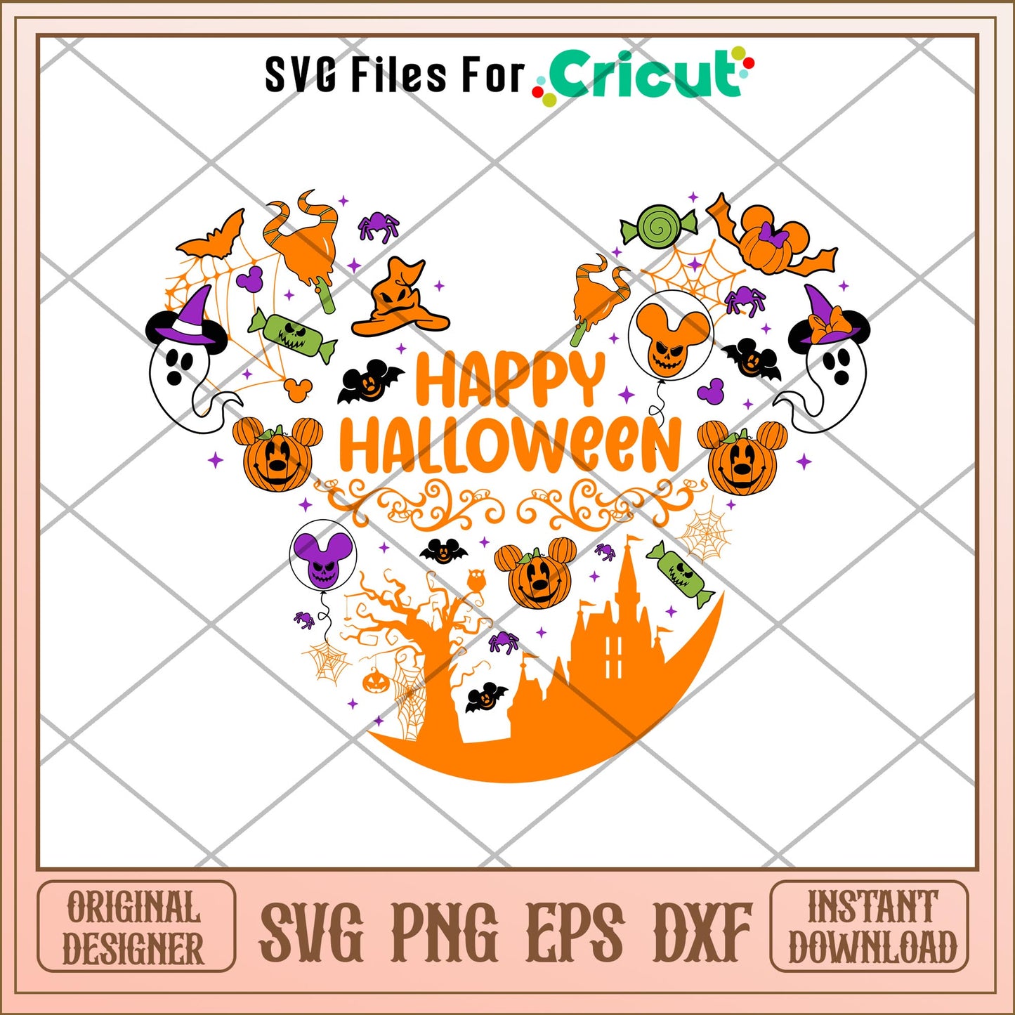 Mickey Happy Halloween  head svg, Disney characters svg, Digital Download