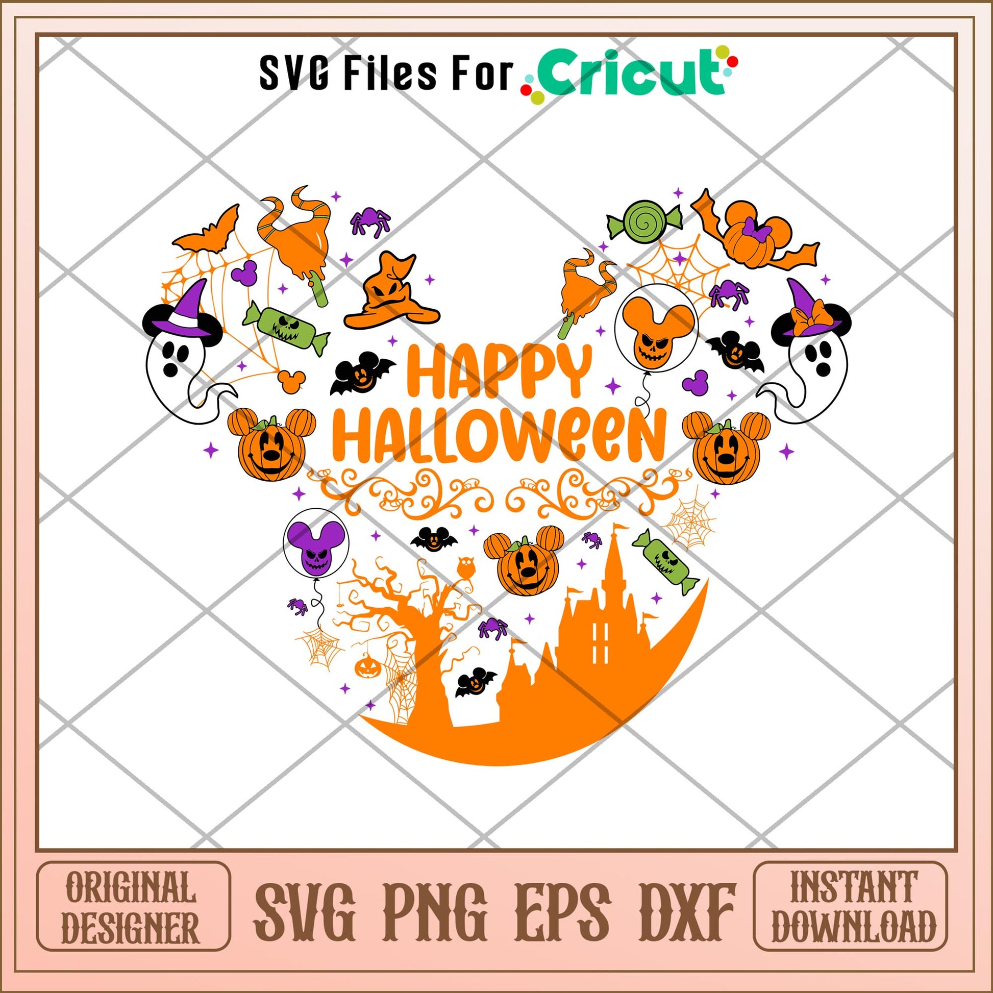 Mickey Happy Halloween  head svg, Disney characters svg, Digital Download