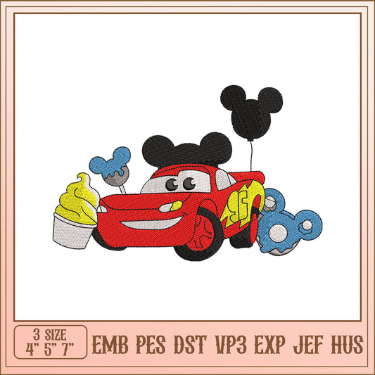 Mickey Lightning McQueen Embroidery Design