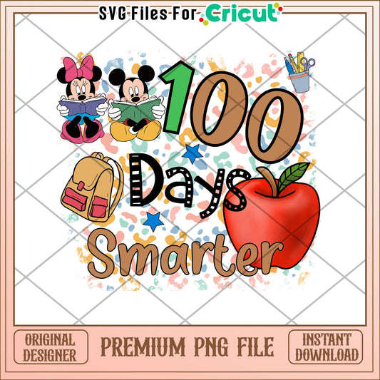 Mickey Minnie 100 day smarter png, school smart png, disney png