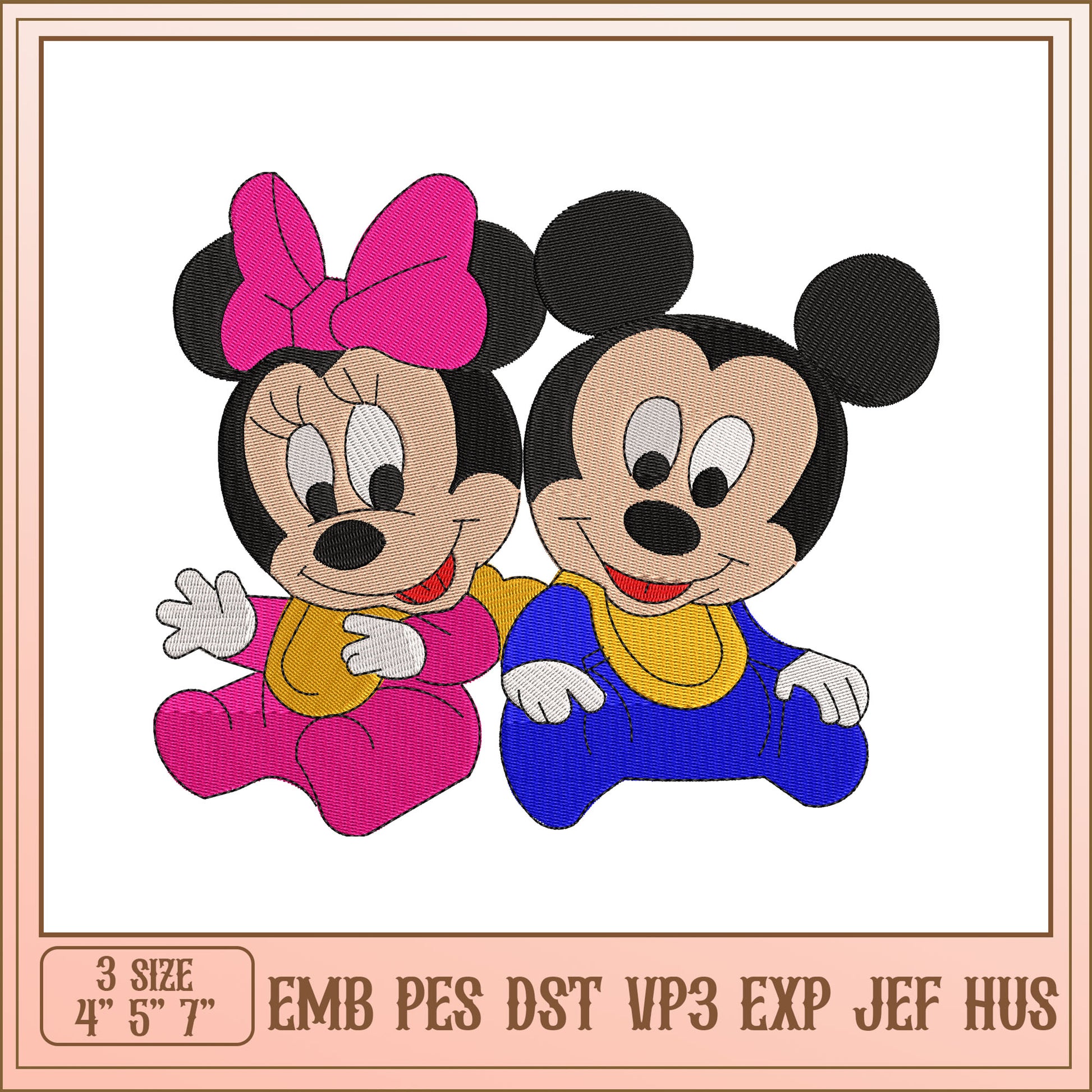 Mickey Minnie Baby Embroidery Design