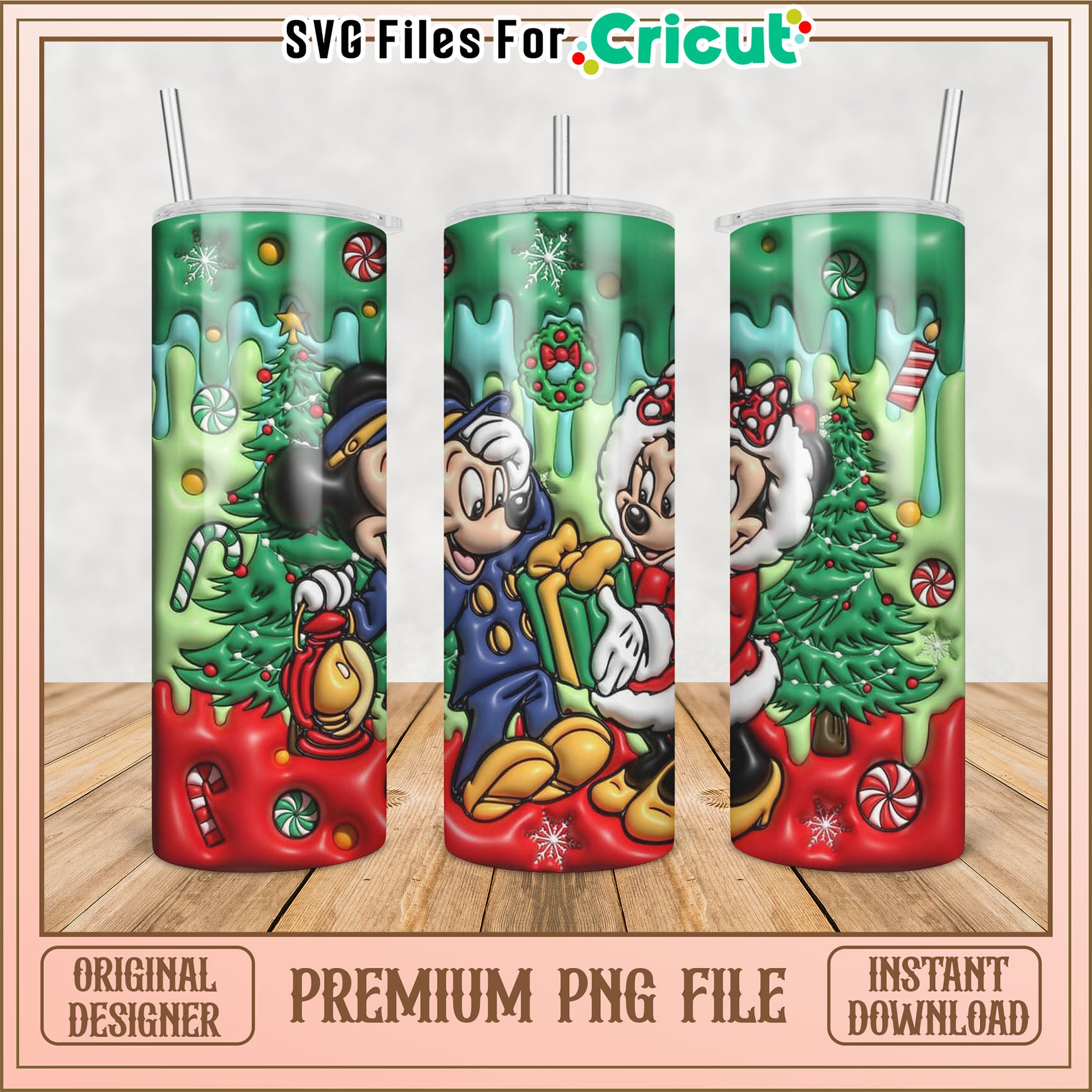 Mickey Minnie Christmas Tumbler PNG