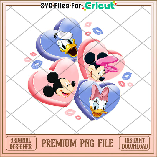 Mickey Minnie Daisy Donald PNG Valentines