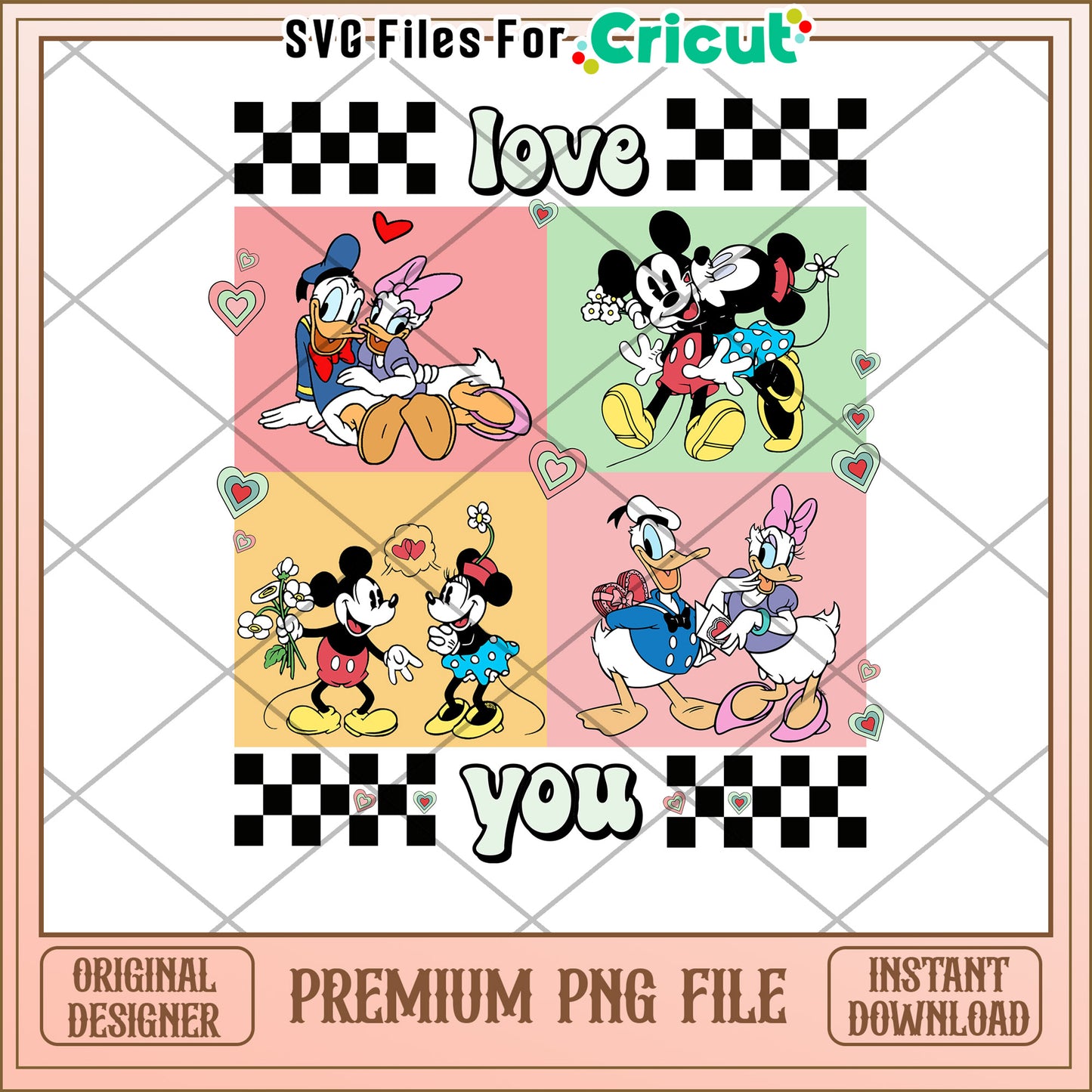 Mickey Minnie Duck PNG Valentine Design