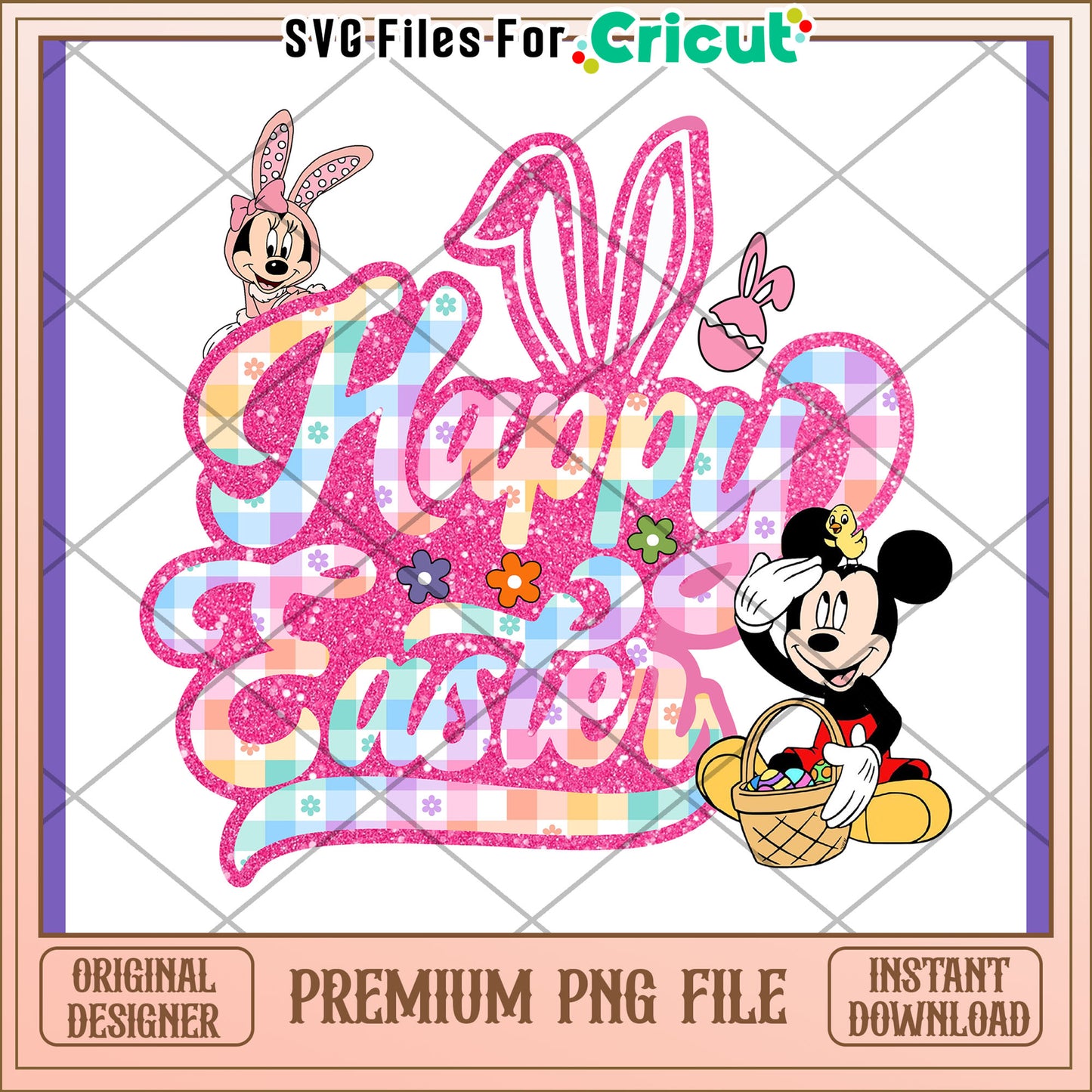 Mickey Minnie Easter PNG Design