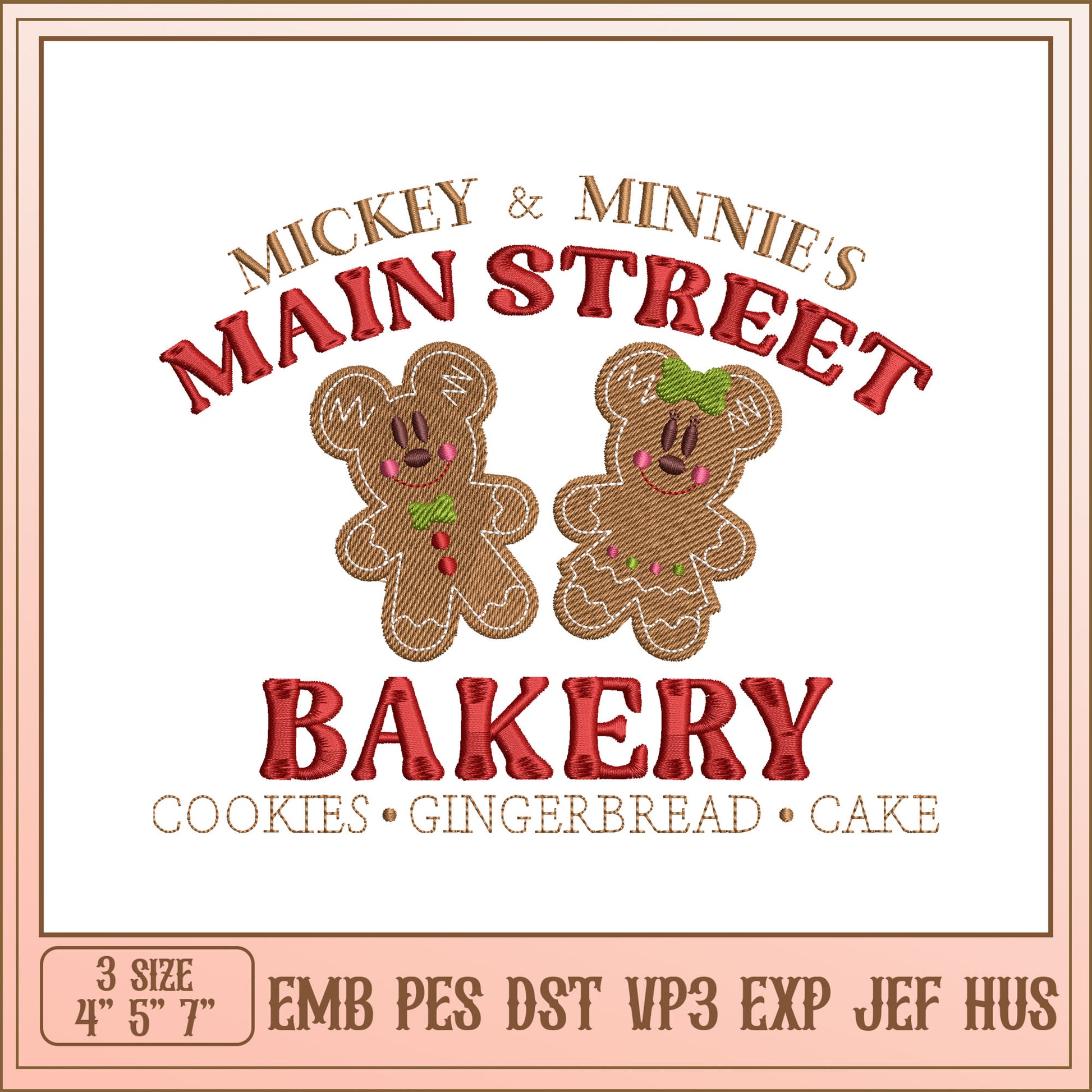 Mickey Minnie Gingerbread Bakery Embroidery Design