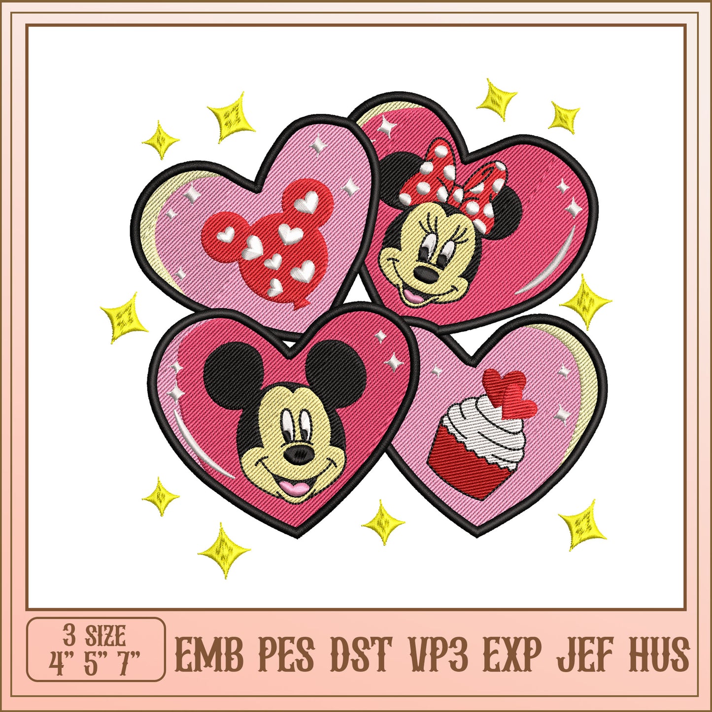 Mickey Minnie Heart Balloons Embroidery Design