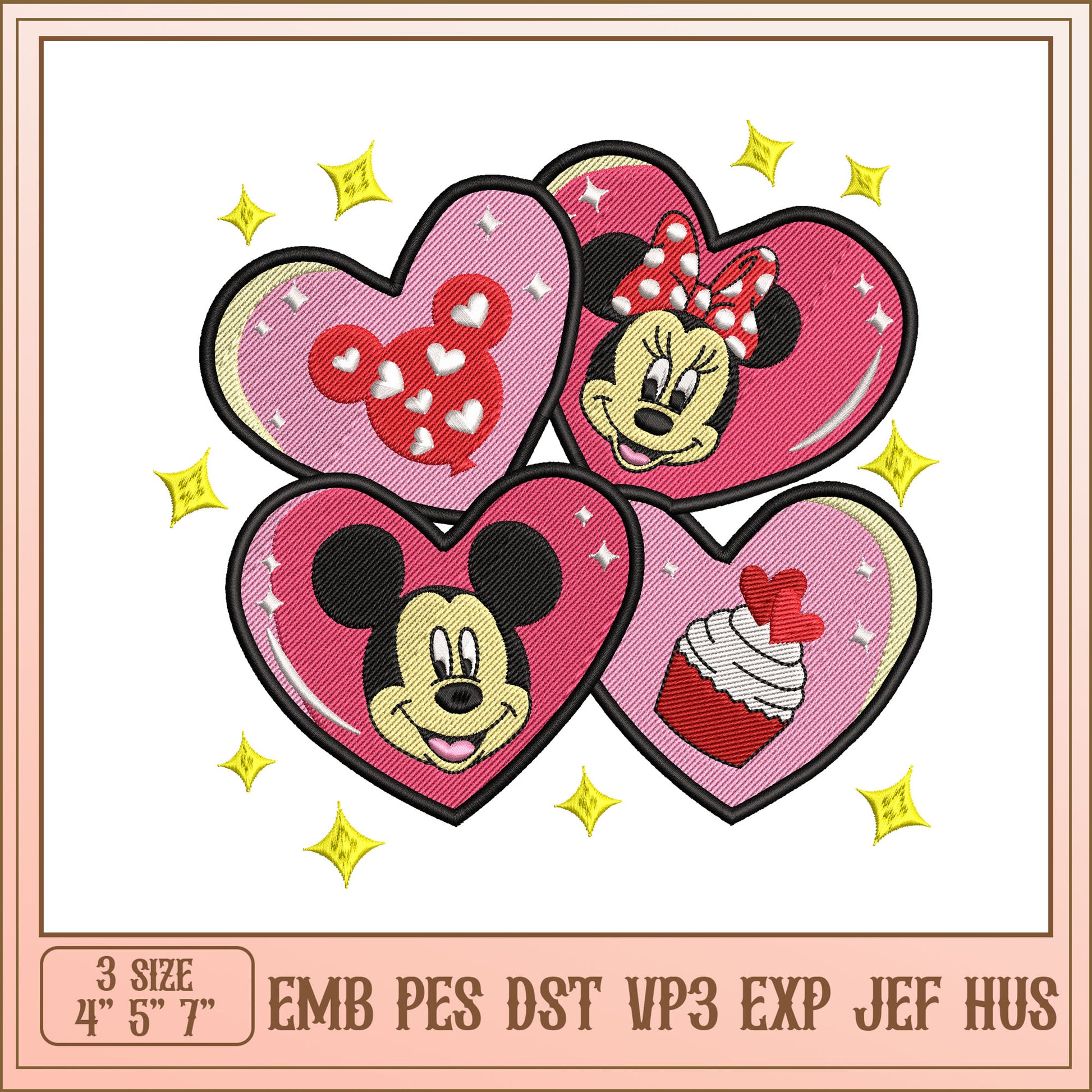 Mickey Minnie Heart Balloons Embroidery Design