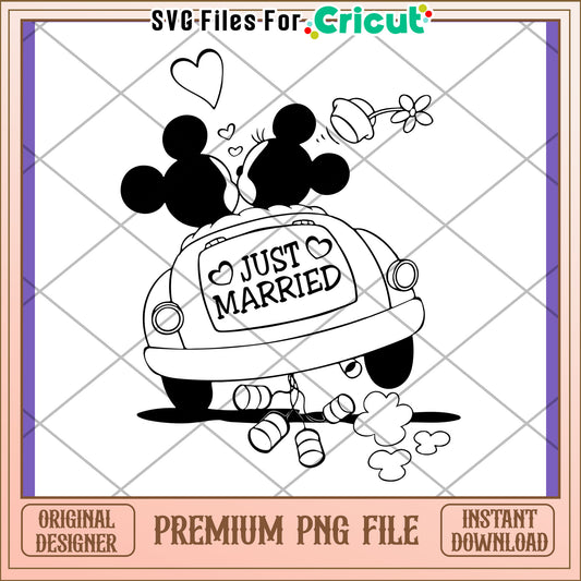 Mickey Minnie Just Married PNG