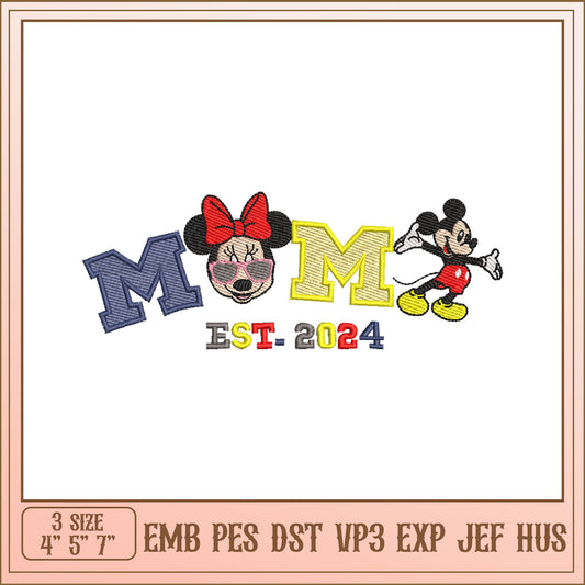 Mickey Minnie Mom Embroidery Design