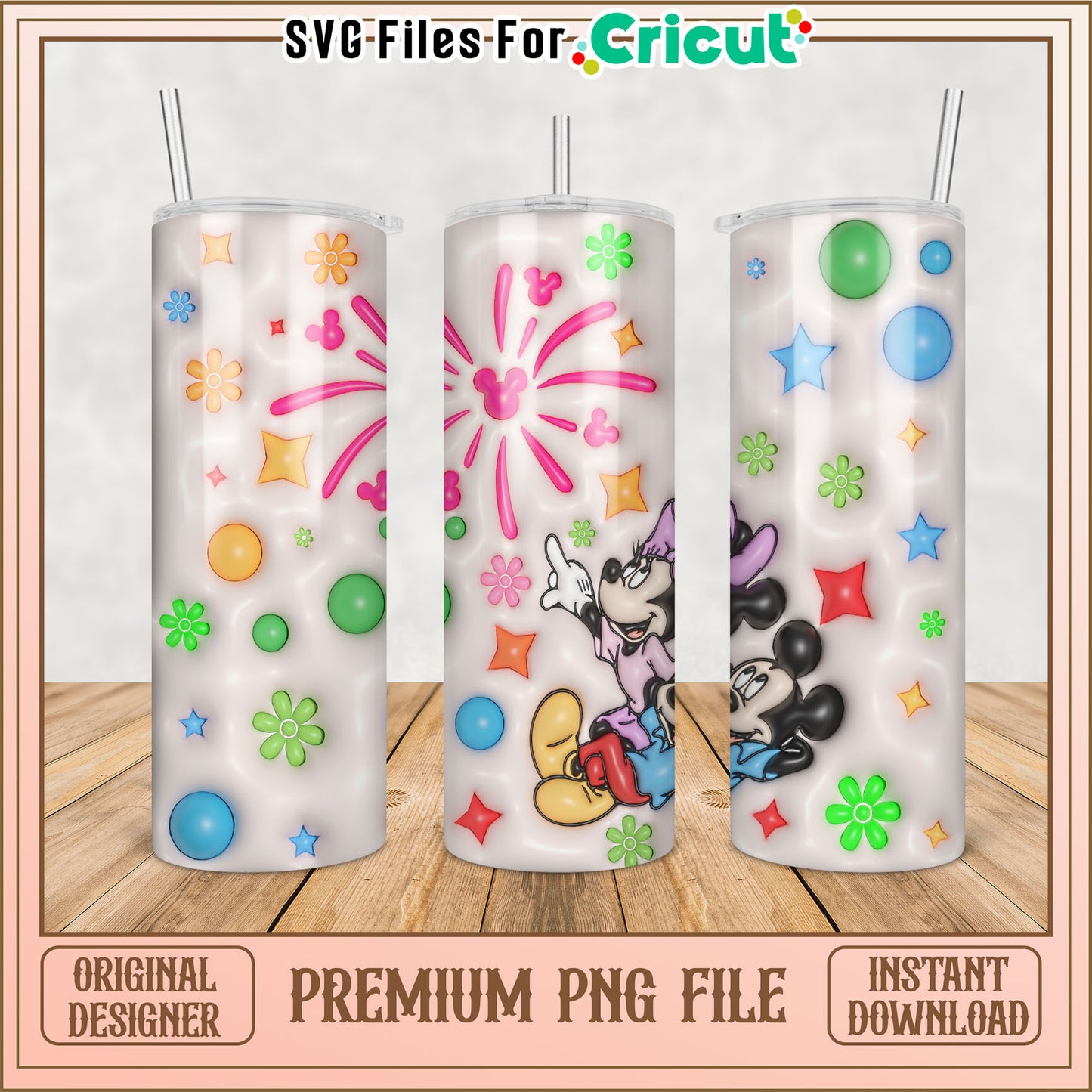 Mickey Minnie Mouse PNG Tumbler Design