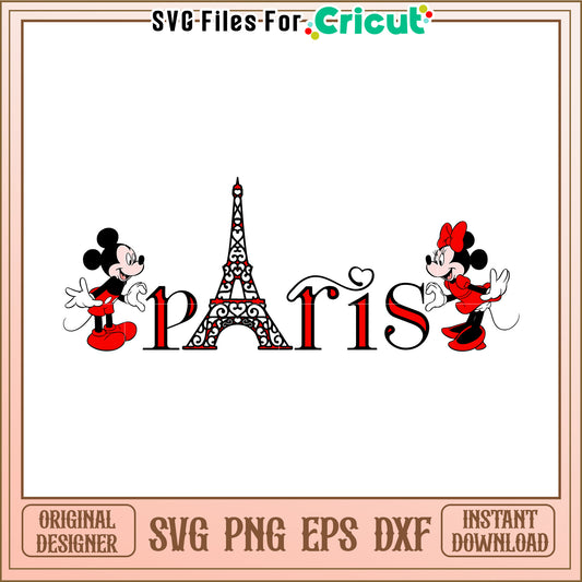 Mickey Minnie Paris Eiffel Tower SVG