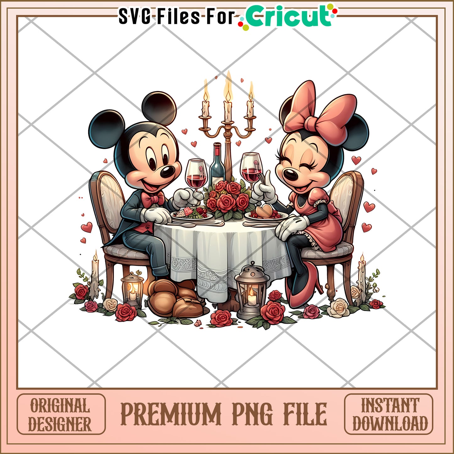 Mickey Minnie Romantic Dinner PNG