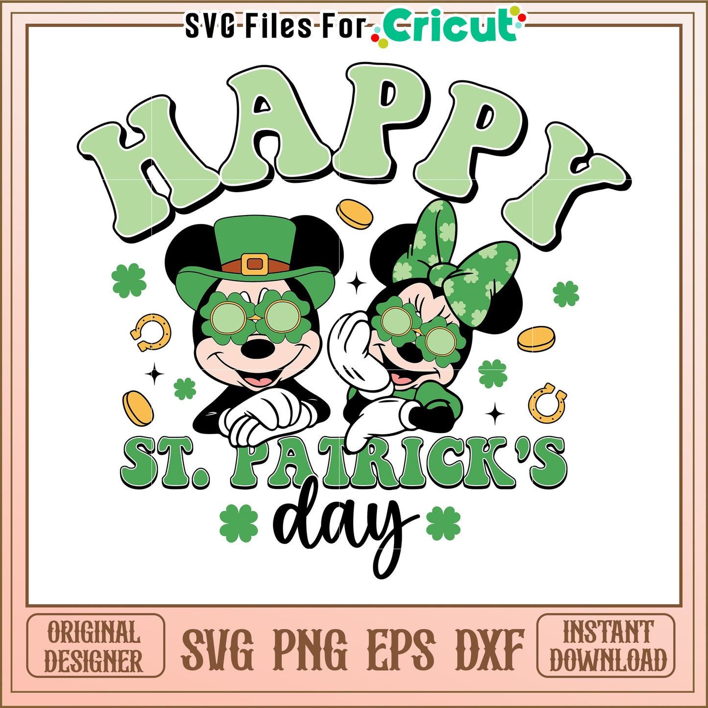 Mickey Minnie St Patricks Day SVG PNG
