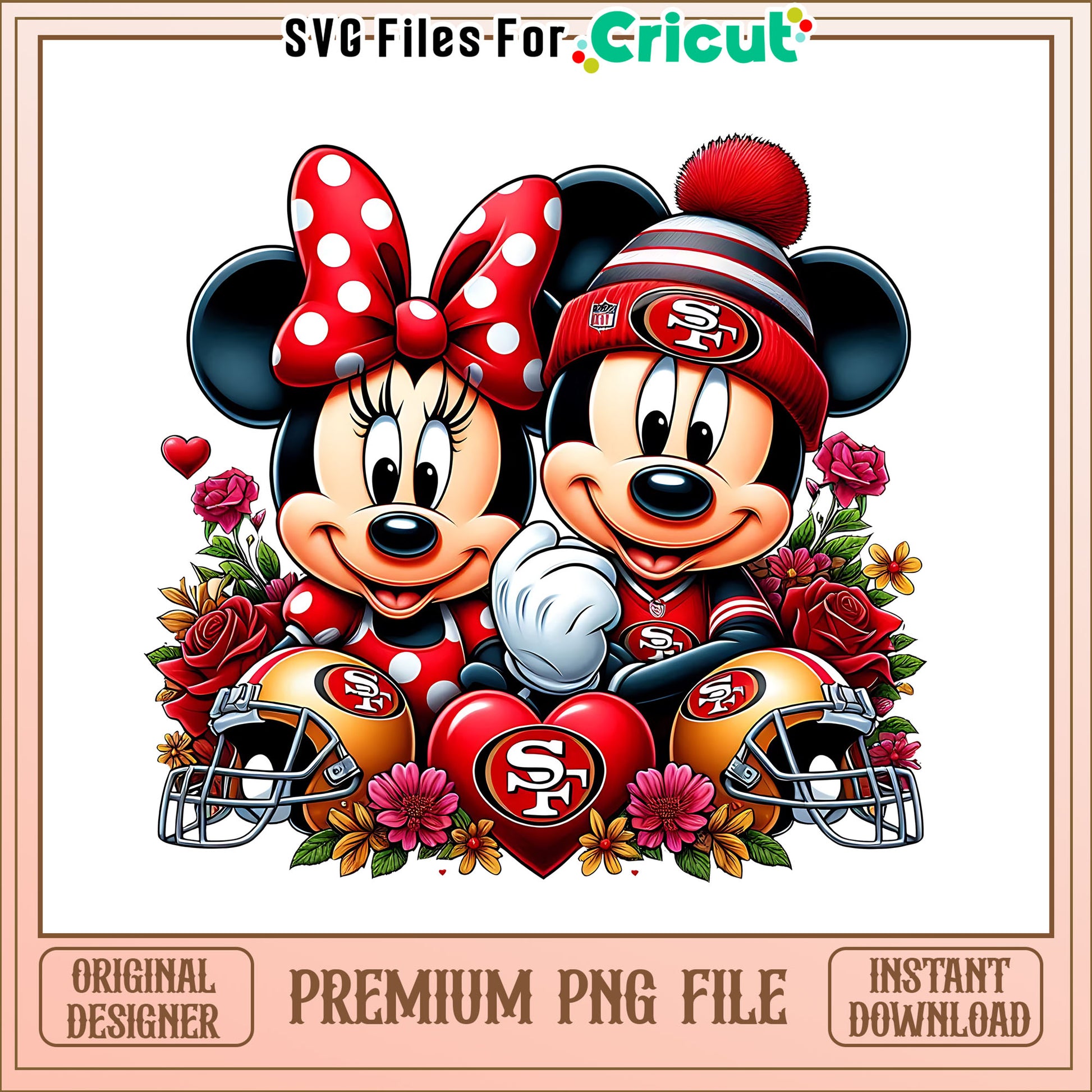 Mickey Minnie flower 49ers png, San Francisco 49ers png, NFL png