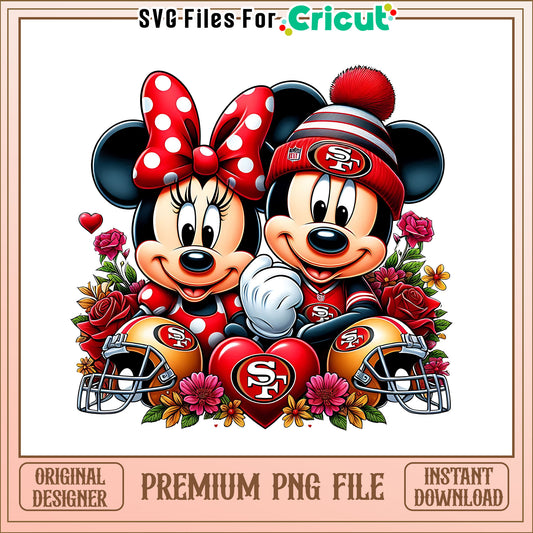 Mickey Minnie flower 49ers png, San Francisco 49ers png, NFL png