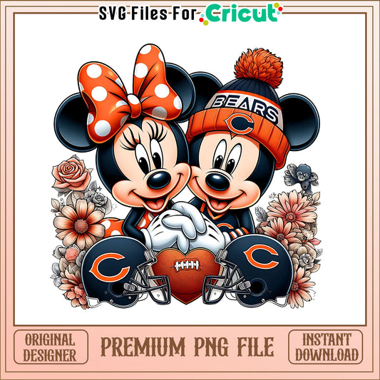 Mickey Minnie flower Bears png, Chicago Bears png, NFL png