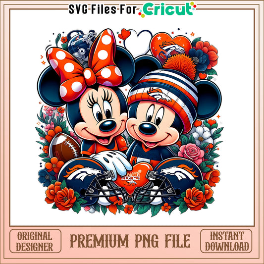 Mickey Minnie flower Broncos png, Denver Broncos png, NFL png