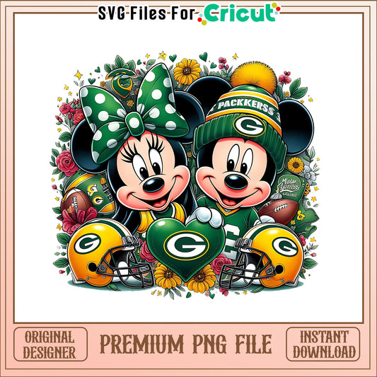 Mickey Minnie flower Packers png, Green Bay Packers png, NFL png